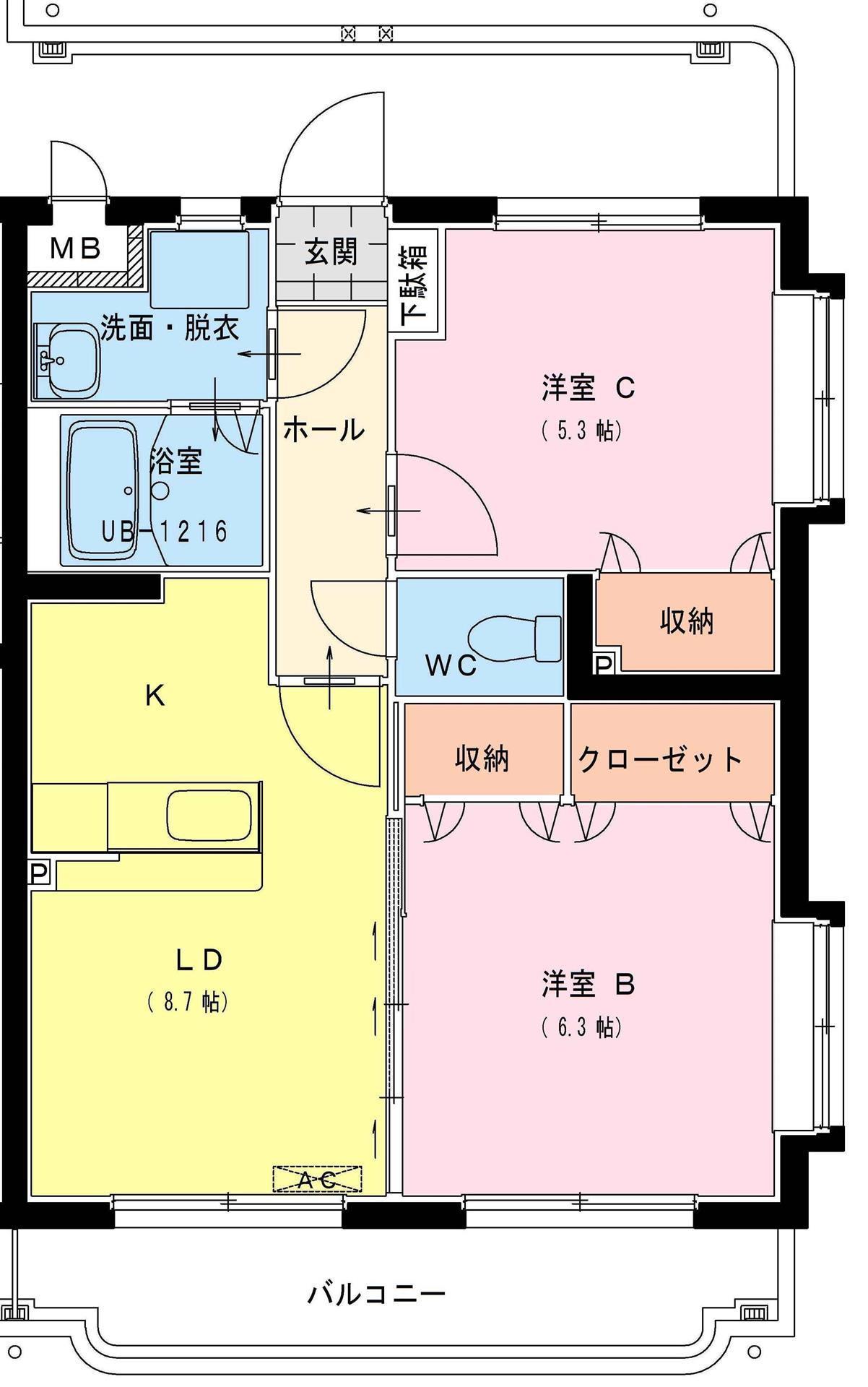 ピュアハイツ杜(2LDK/1階)の間取り写真