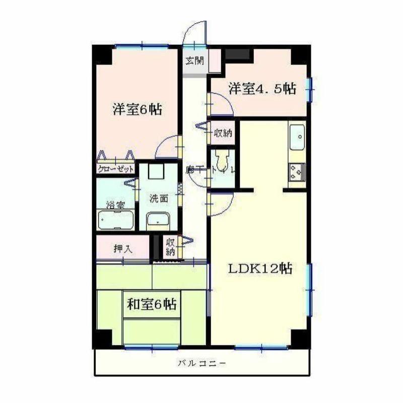 ユーネット所沢(3LDK/2階)の間取り写真