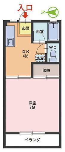 デラシオン旭(1DK/2階)の間取り写真