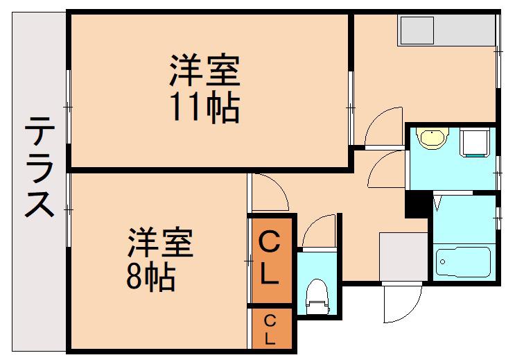 サンハイツ稲永A(2DK/1階)の間取り写真