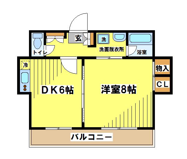 パステルコート(1DK/2階)の間取り写真
