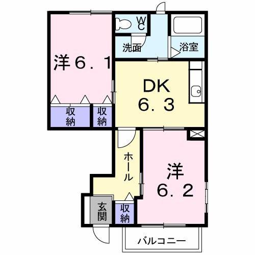アルコ・バレーノ(2DK/1階)の間取り写真