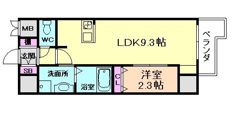 ONLYONE鶴之荘(1LDK/3階)の間取り写真