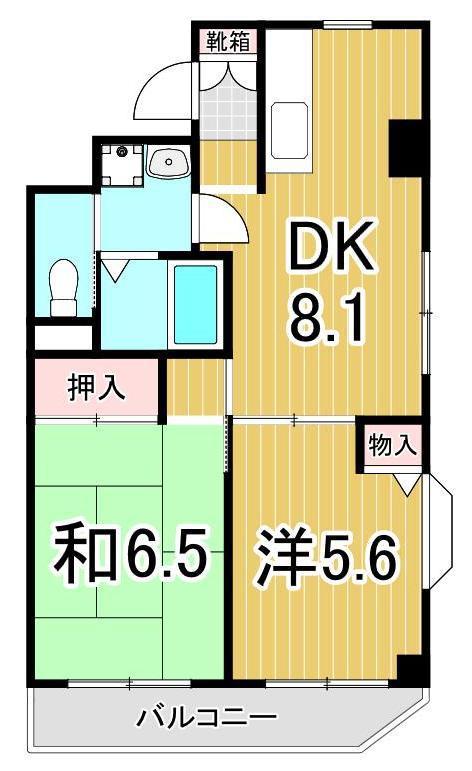 第2エールクレール(2DK/2階)の間取り写真