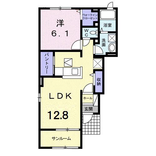 サンライズA(1LDK/1階)の間取り写真