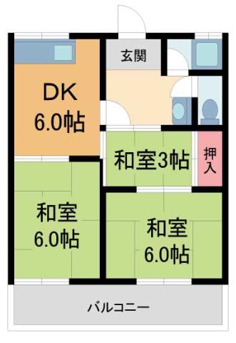 宝塚コーポ(3DK/1階)の間取り写真