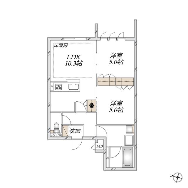 AOTO NANA(2LDK/1階)の間取り写真