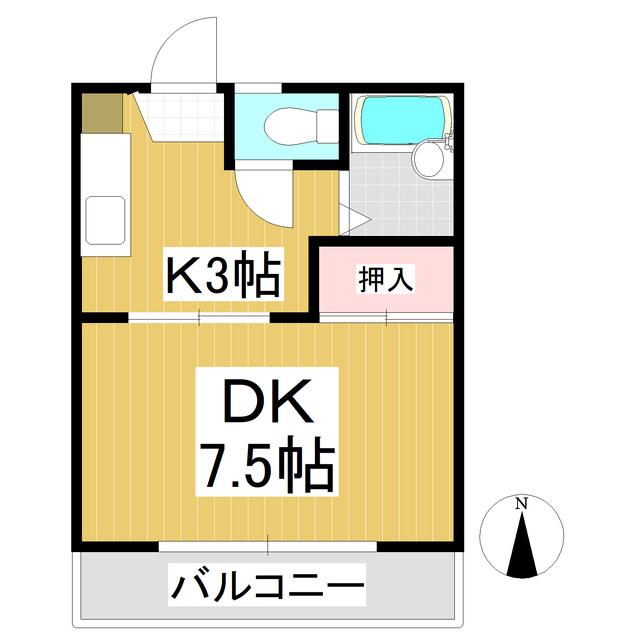フレグランスマルコIII(1K/2階)の間取り写真