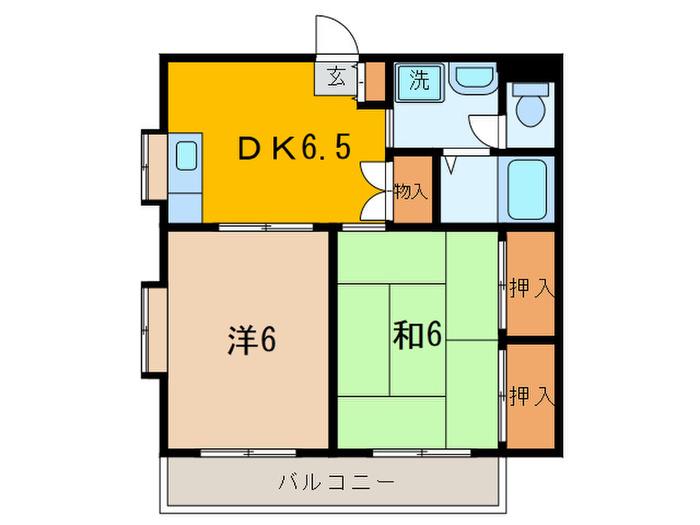 矢島ハイツ(2DK/3階)の間取り写真