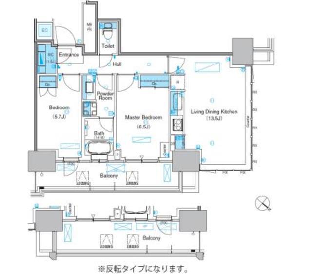 パークアクシス豊洲キャナル(2LDK/10階)の間取り写真