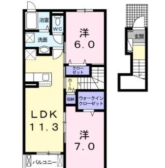 SUN16ヒロ Ⅱ(2LDK/2階)の間取り写真