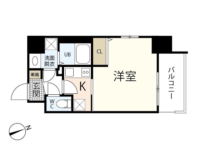ウェンディ幟町アネクス(1K/6階)の間取り写真