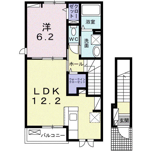 プルミエール 春 I(1LDK/2階)の間取り写真