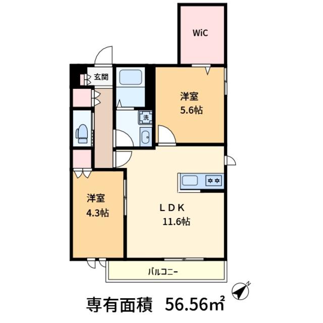 アイリス(2LDK/3階)の間取り写真