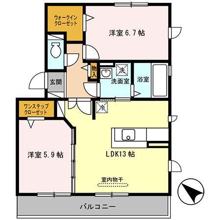 オースター1番館(2LDK/2階)の間取り写真