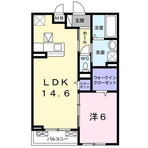 SECOND ORION N(1LDK/1階)の間取り写真