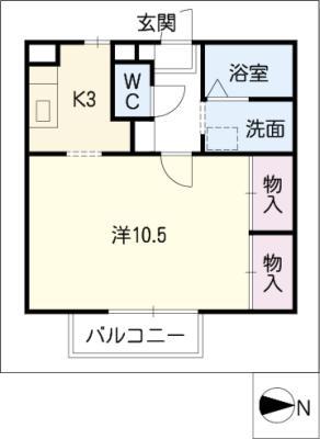 エステート川名本町(1K/2階)の間取り写真
