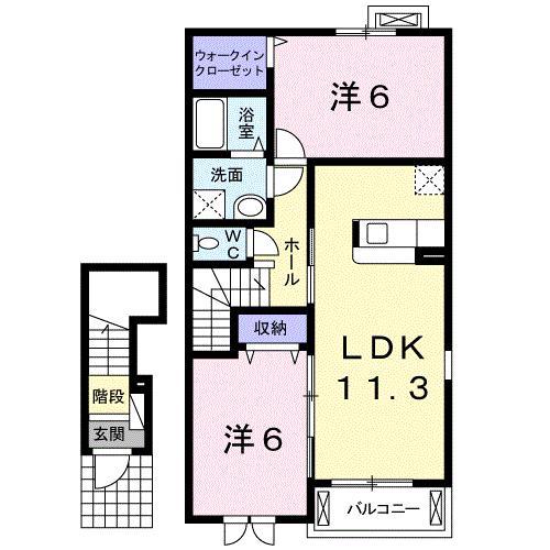 アンジュB 203(2LDK/2階)の間取り写真