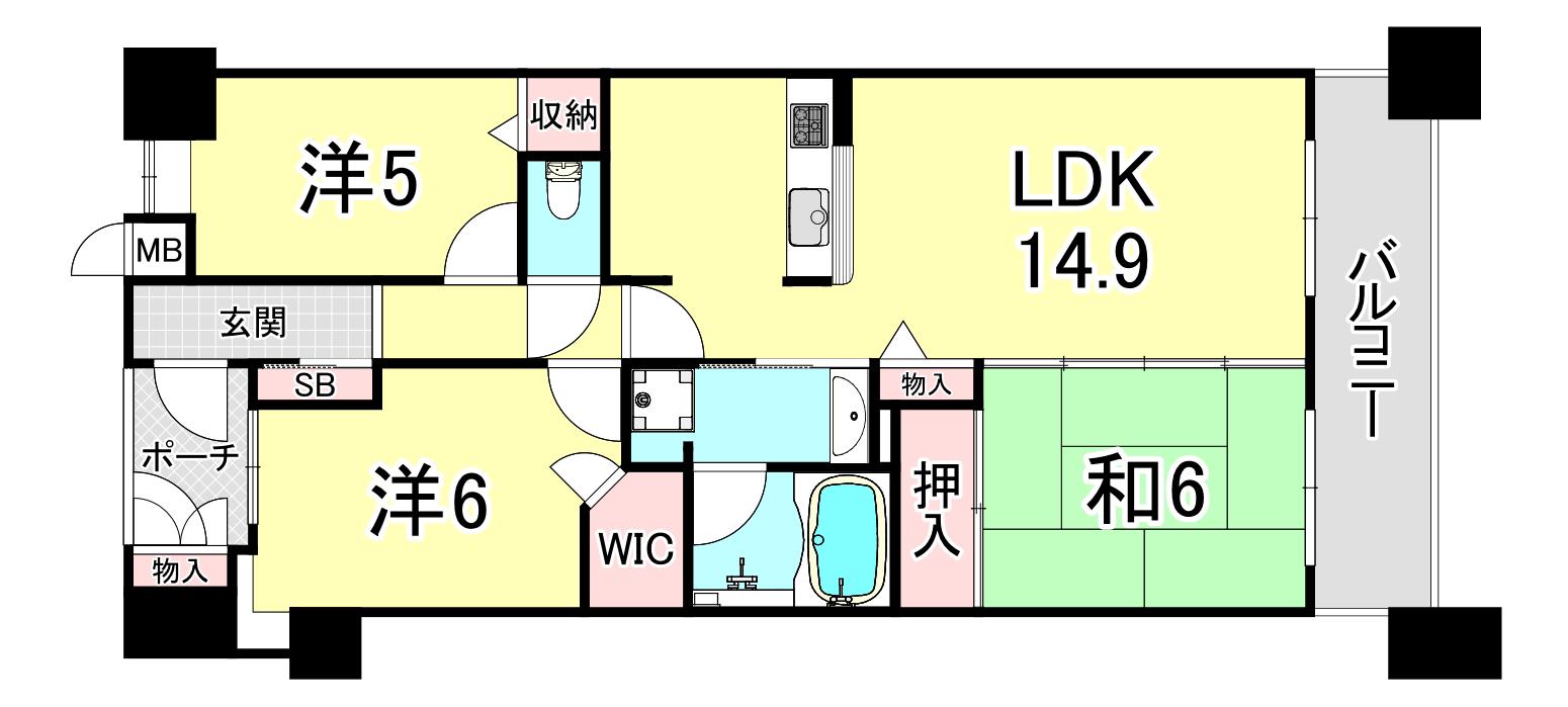 シーマークス舞子公園(3LDK/8階)の間取り写真