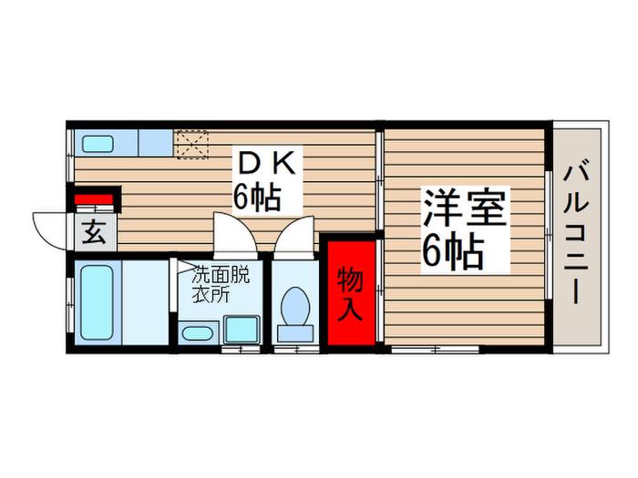 コーポエム(1DK/2階)の間取り写真