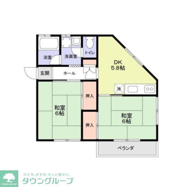 クレモンテ浅川(2DK/2階)の間取り写真