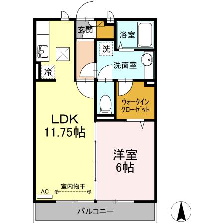 シャルマン2(1LDK/1階)の間取り写真