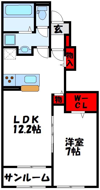 ボスカート J.III(1LDK/1階)の間取り写真