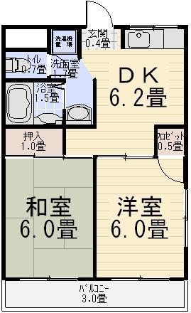 弘道ハイツ(2DK/2階)の間取り写真