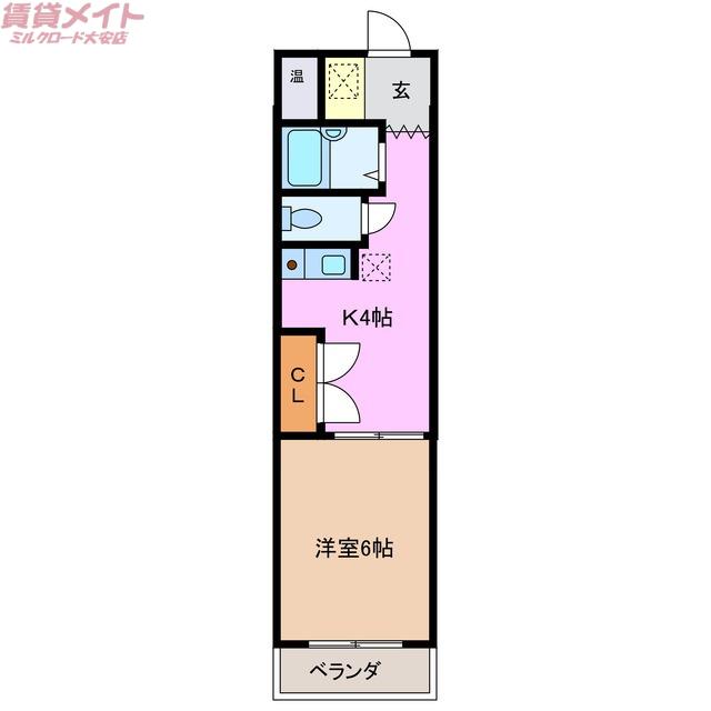 コーポラスチヨダ A棟(1K/4階)の間取り写真