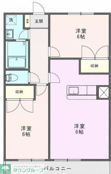 ハスヤマC(2LDK/1階)の間取り写真