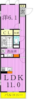 ルーチェ柴崎台(1LDK/2階)の間取り写真