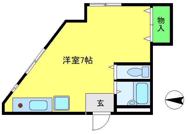 ハイツSASAKI(ワンルーム/2階)の間取り写真