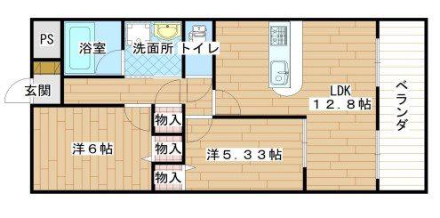 グランヴェール青山A棟B棟(2LDK/2階)の間取り写真