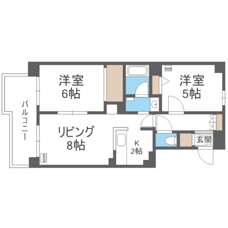 バインド平岸(2LDK/7階)の間取り写真