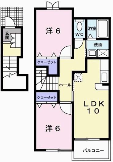 アウローラ(2LDK/2階)の間取り写真