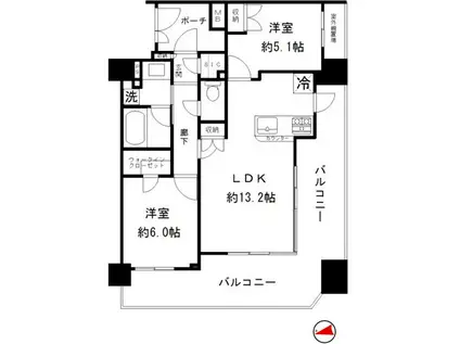 エクセレントシティ文京小桜(2LDK/4階)の間取り写真