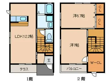 コーポ・モリII(2LDK/1階)の間取り写真