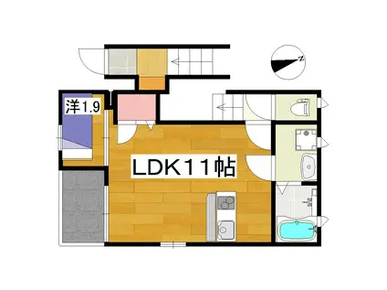 ベルフォーレS(1LDK/2階)の間取り写真