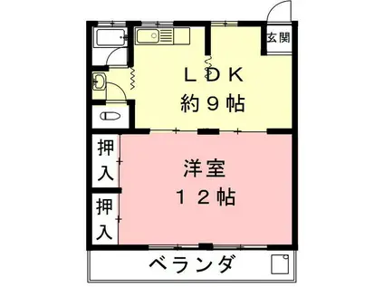 戸崎ビル(1DK/4階)の間取り写真