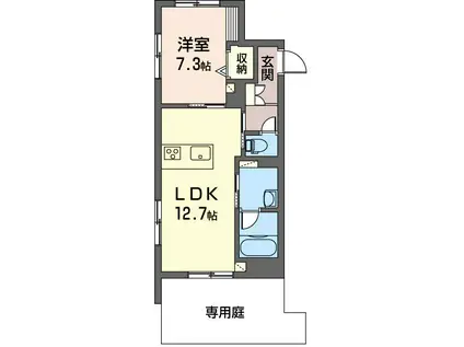 イーハトーブ浦和(1LDK/1階)の間取り写真