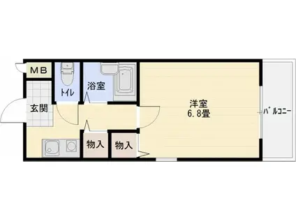 ウイング(1K/4階)の間取り写真