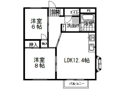 フローラ高坂(2LDK/1階)の間取り写真