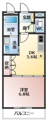 ONES(1DK/2階)の間取り写真