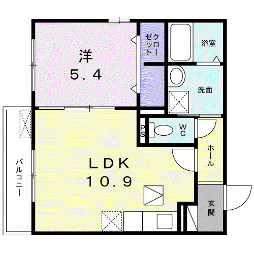 ガーデンタイキ(1LDK/2階)の間取り写真