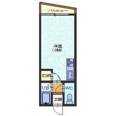 ノースコート梁川(ワンルーム/2階)の間取り写真