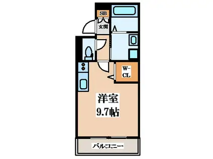 レクエルド源氏ケ丘(ワンルーム/1階)の間取り写真