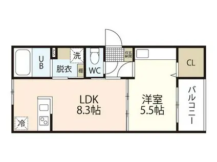 LIEN草津南(1LDK/1階)の間取り写真