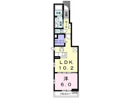 ブランネージュC 川原田 1LDKルーム(1LDK/1階)の間取り写真