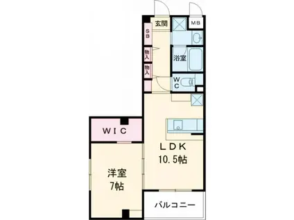 メロッソ奈良(1LDK/3階)の間取り写真