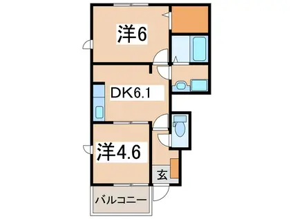ベル・シノノメI(2DK/1階)の間取り写真